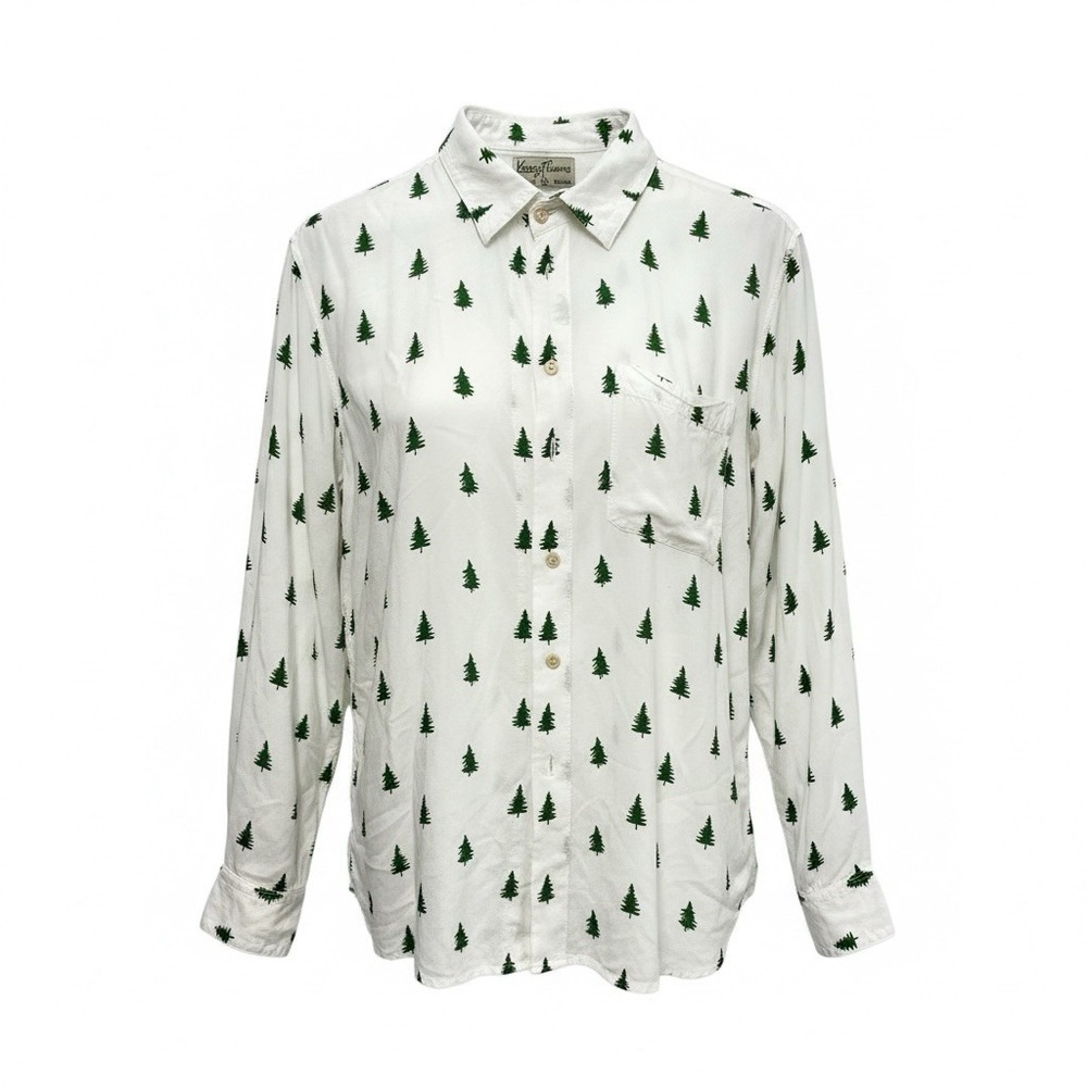 Kenny Flowers Shirt Mens XL White Pine Time Long Sleeve Slim Fit Holiday‎